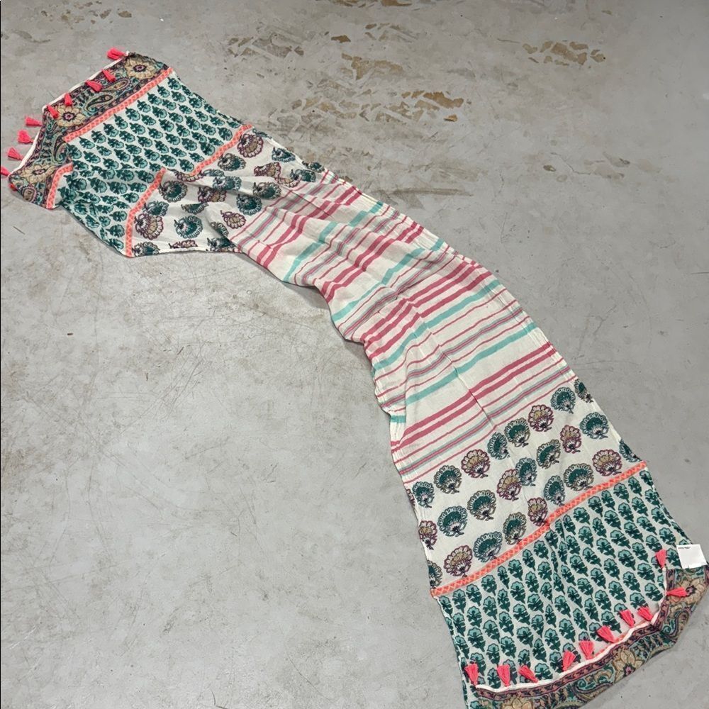 Colorful Patterned Scarf with Tassels - Cover Up Or Sarong - Long BRAND NEW -
